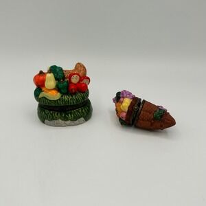 PHB Collection Porcelain Hinged Trinket Box Set Thanksgiving Cornucopia Harvest